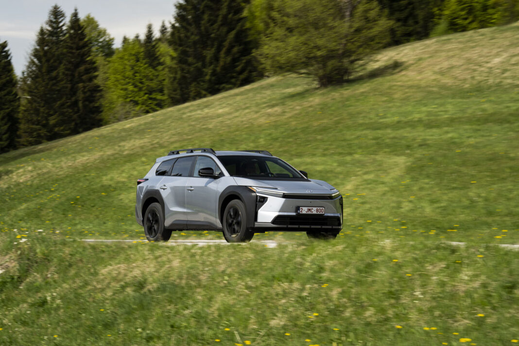 2026_Toyota bZ4X Touring_FWD_Ice Silver Metallic_dynamic_016 Toyota bZ4X Touring